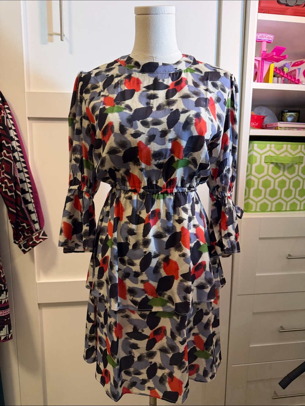 LaRoque Women's XS Abstract Print Tiered Dress